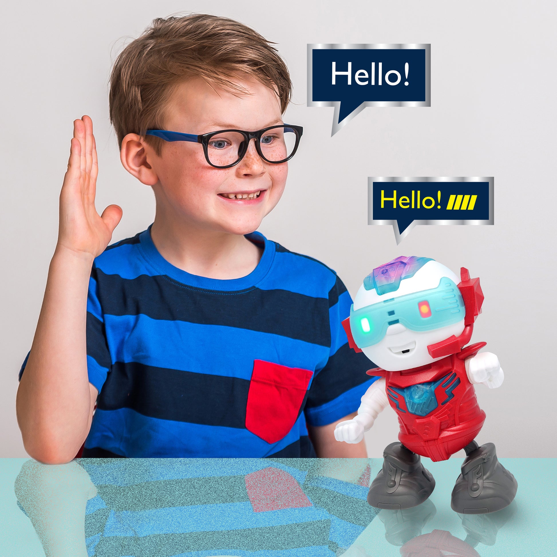 ChatiBot Red interactive robot toy with turquoise visor and red body