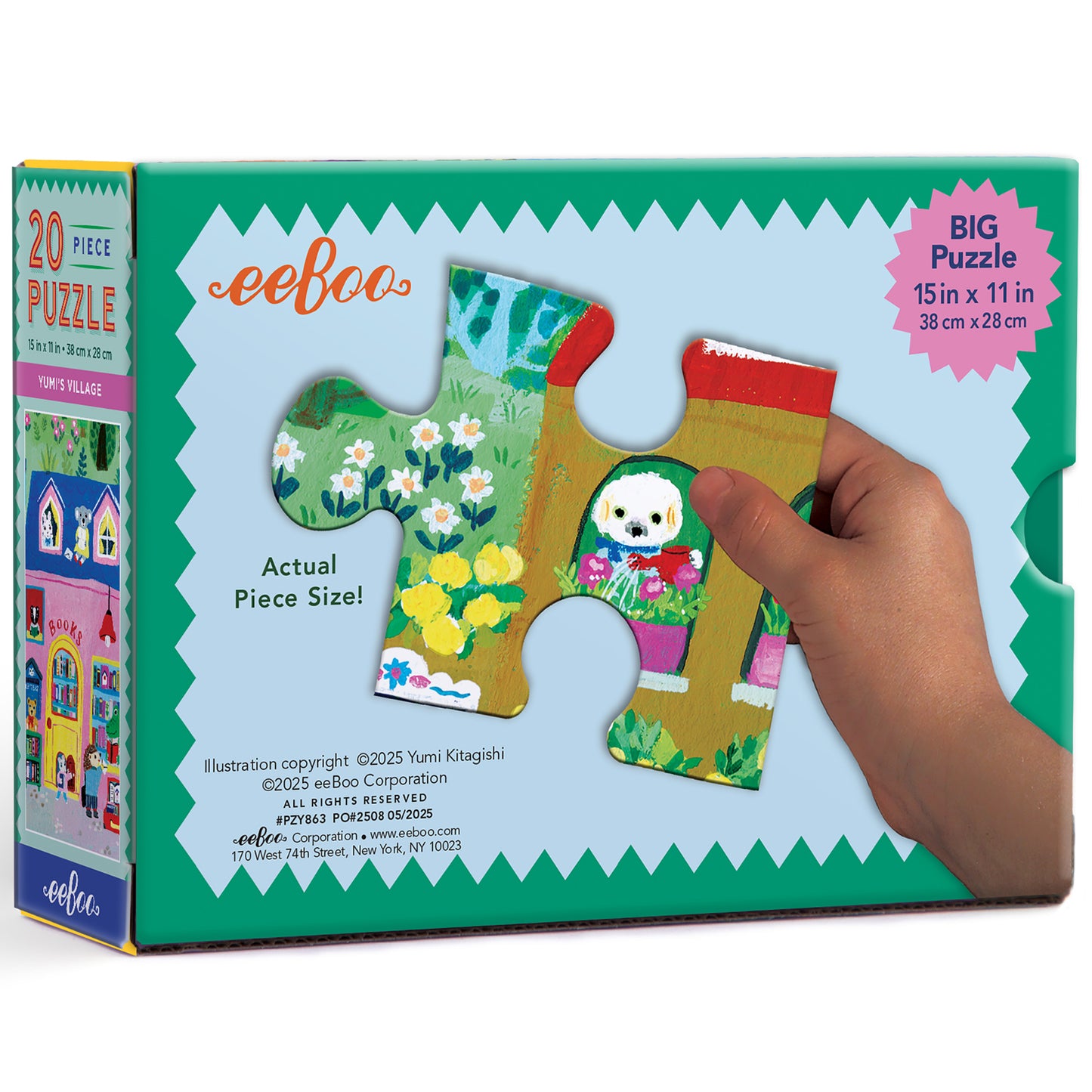 eeBoo Yumi’s Village 20 pc Jigsaw Puzzle - Vibrant Town & Animal Scene