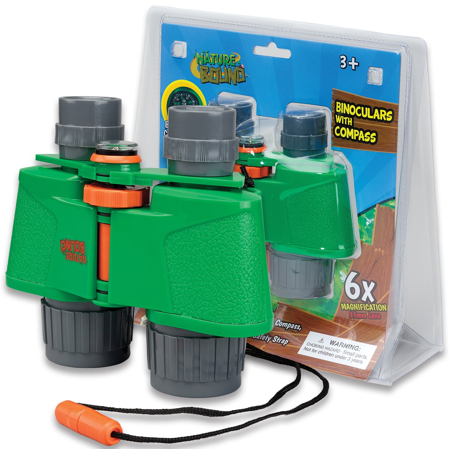 Nature Bound 6x35 Kids Binoculars with Compass - Outdoor Adventure Toy for Ages 3+
