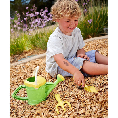 Green Toys - Watering Can Set - Eco-Friendly 3pc Garden Tool Kit, Hand Rake & Shovel, 18mo+