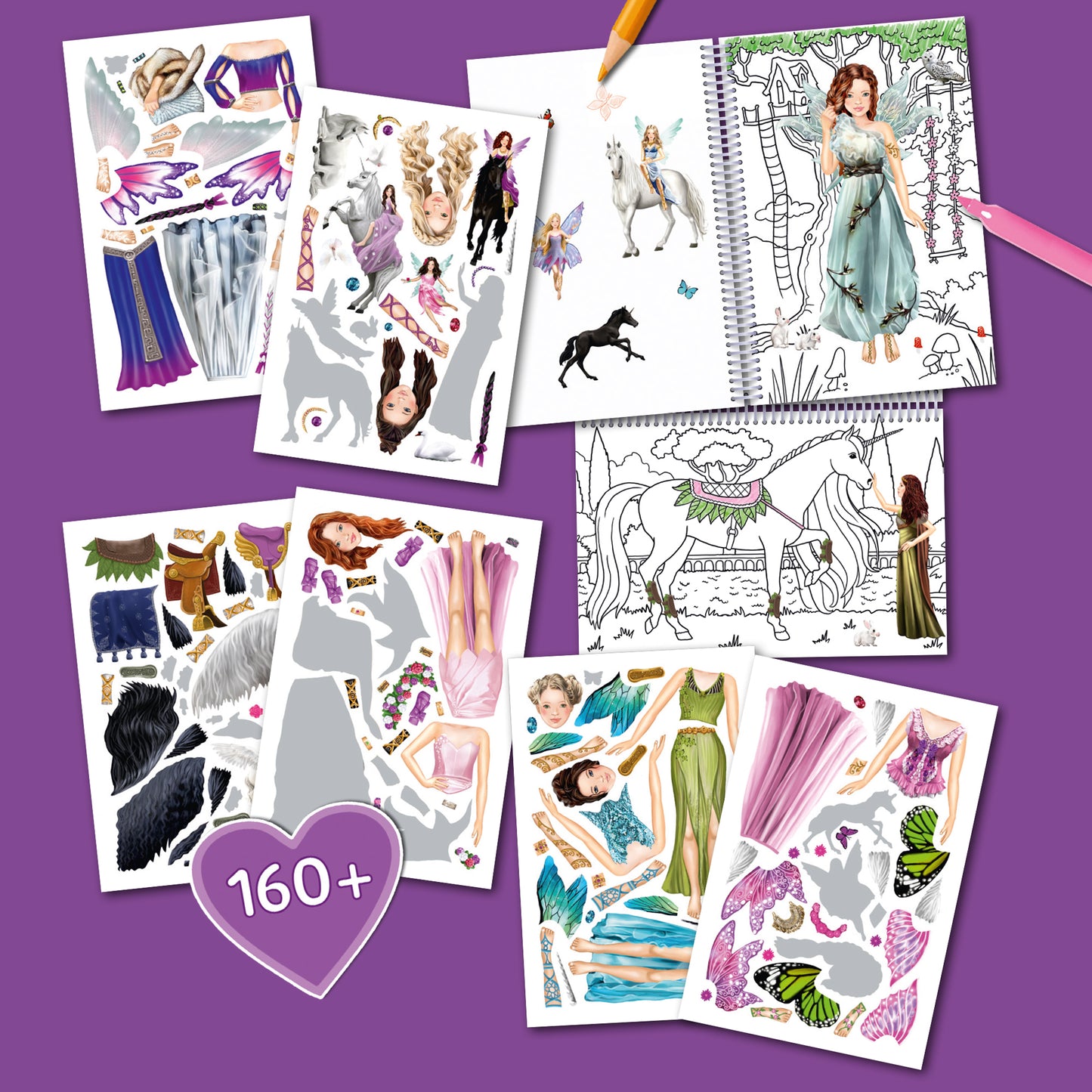 Color & Sticker Fun Elves book with 160+ stickers, coloring pages, and spiral binding