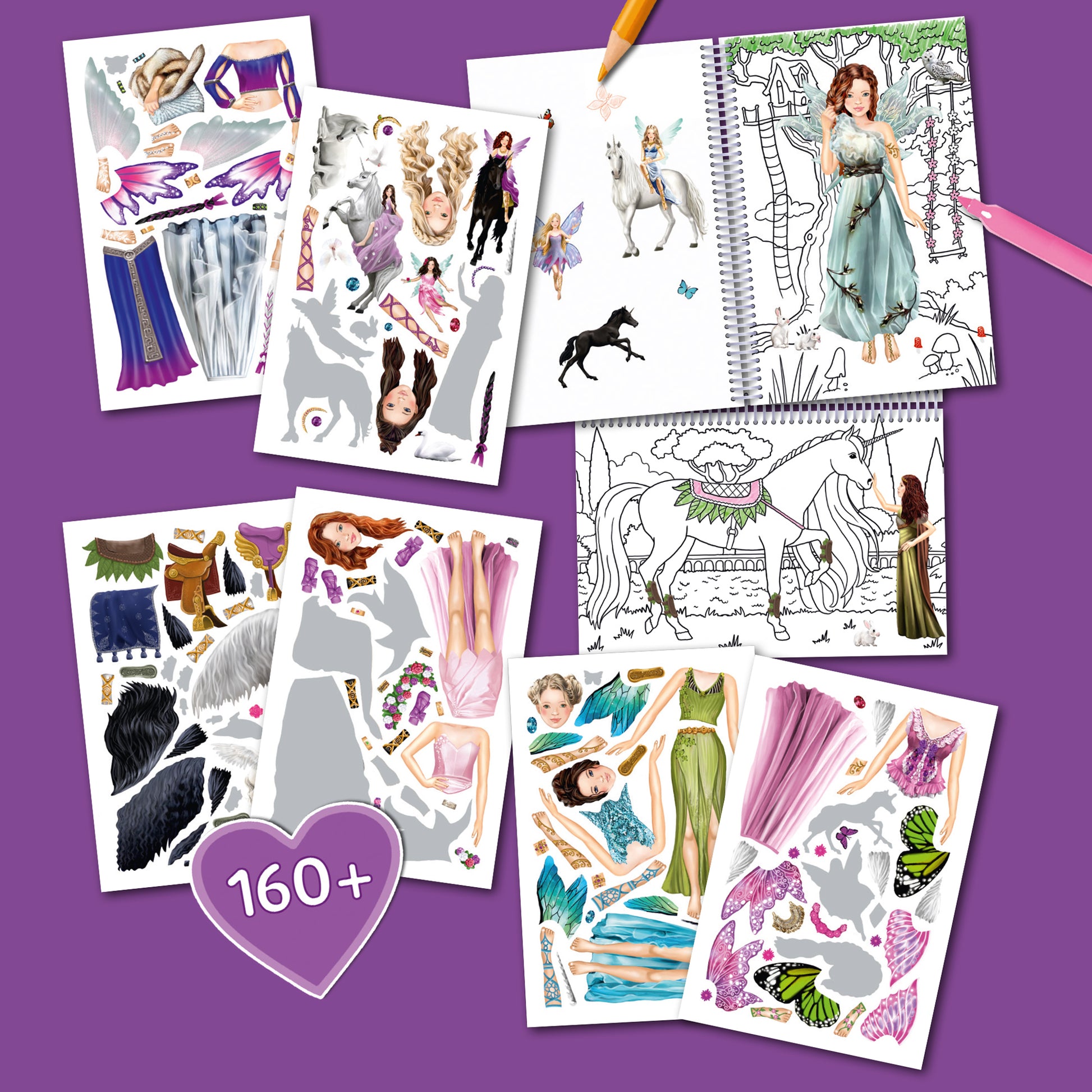 Color & Sticker Fun Elves book with 160+ stickers, coloring pages, and spiral binding