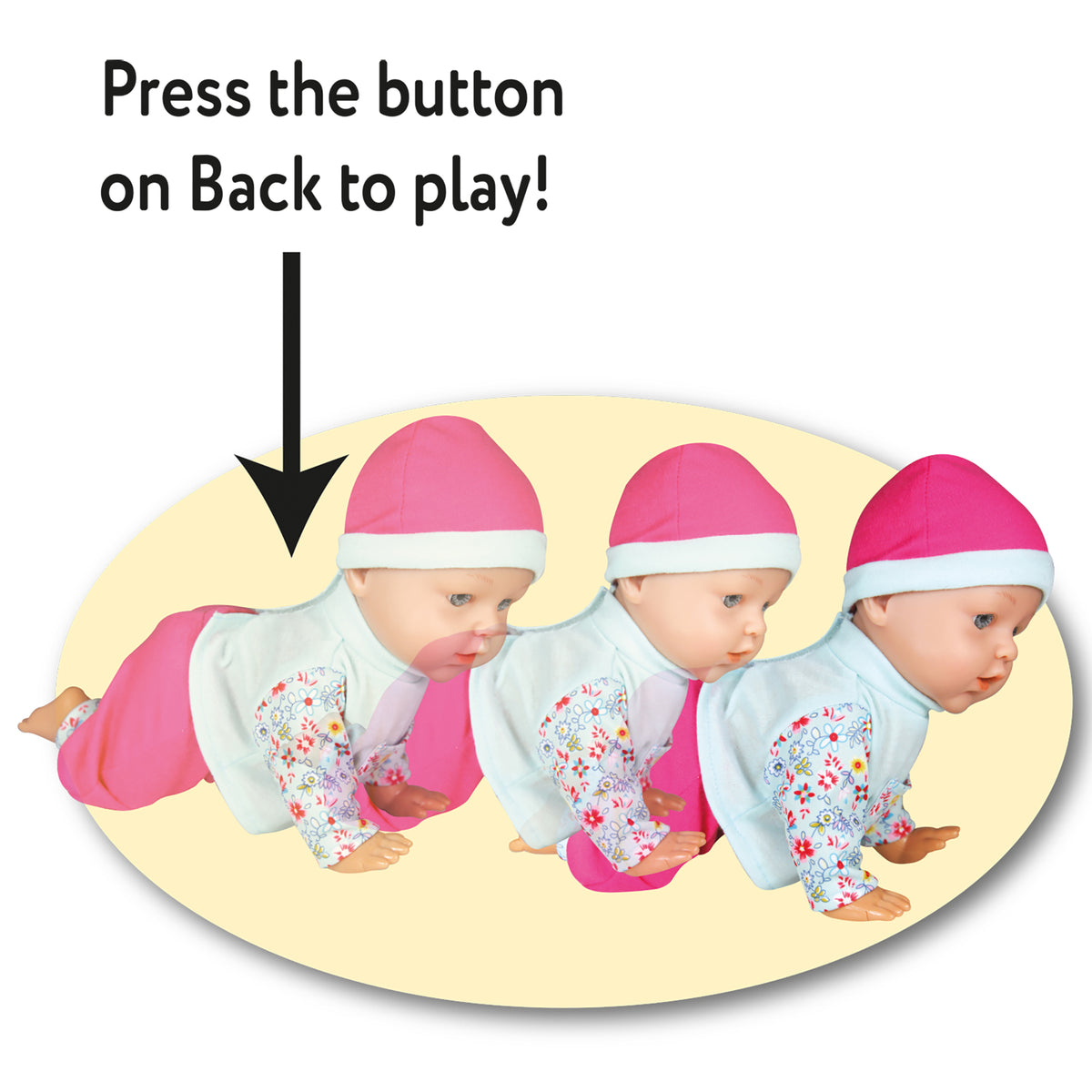 Lissi 12-Inch Interactive Crawling Baby Doll - Pink and Blue Ensemble