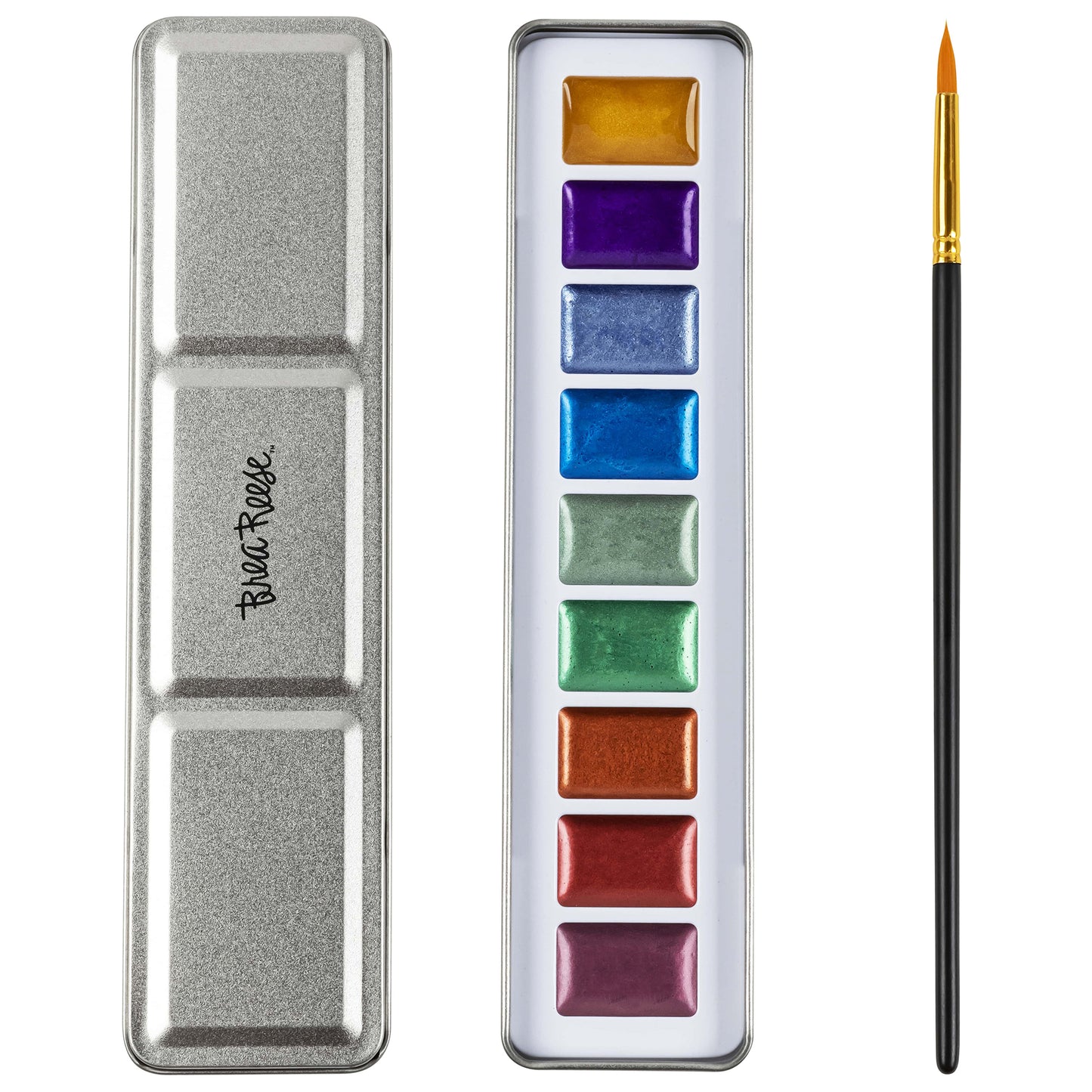 Watercolor Paint Set Metallic with 10 vibrant colors and brush included