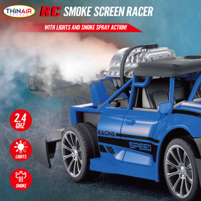 Hyper Drive RC Smoke Screen - Blue Light-Up Racer with Vapor Mist - Kids 5+