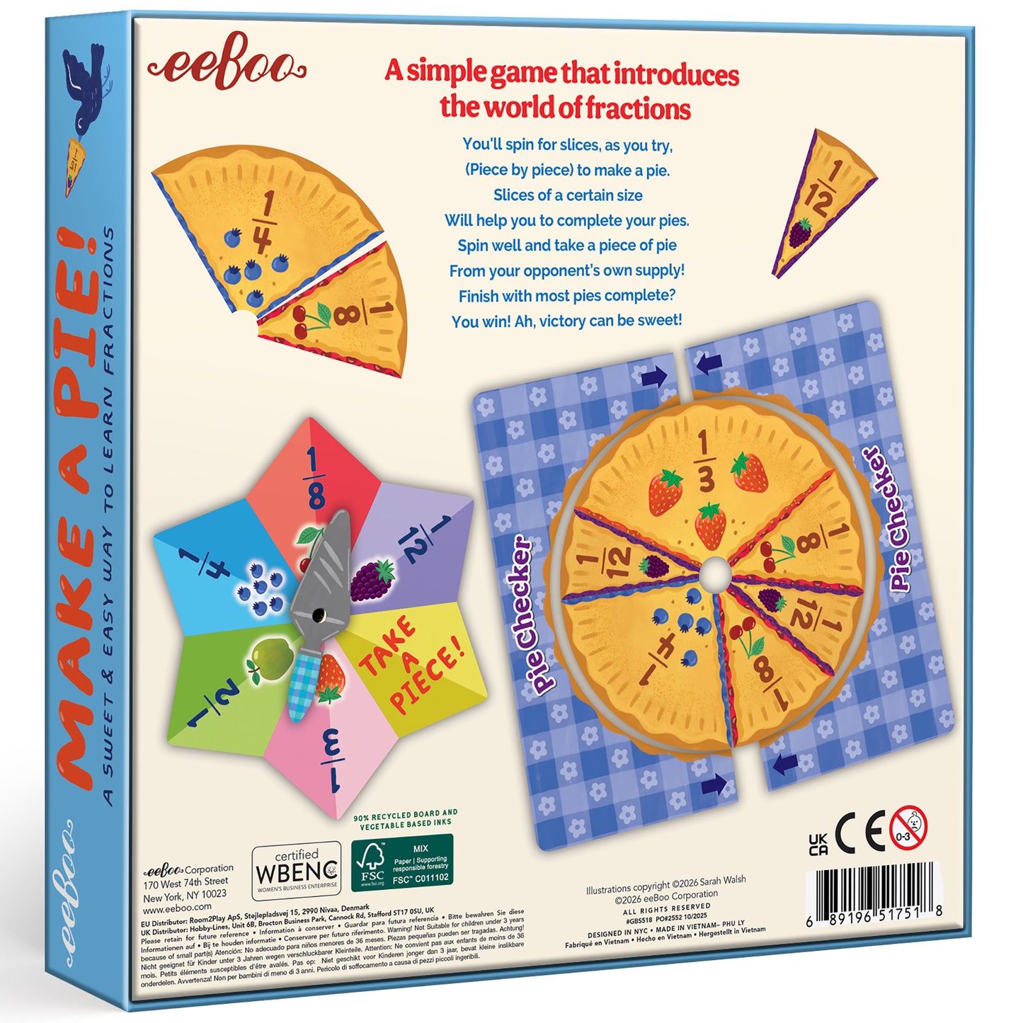 Make A Pie fraction learning game with colorful spinner wheel and pie slices for kids