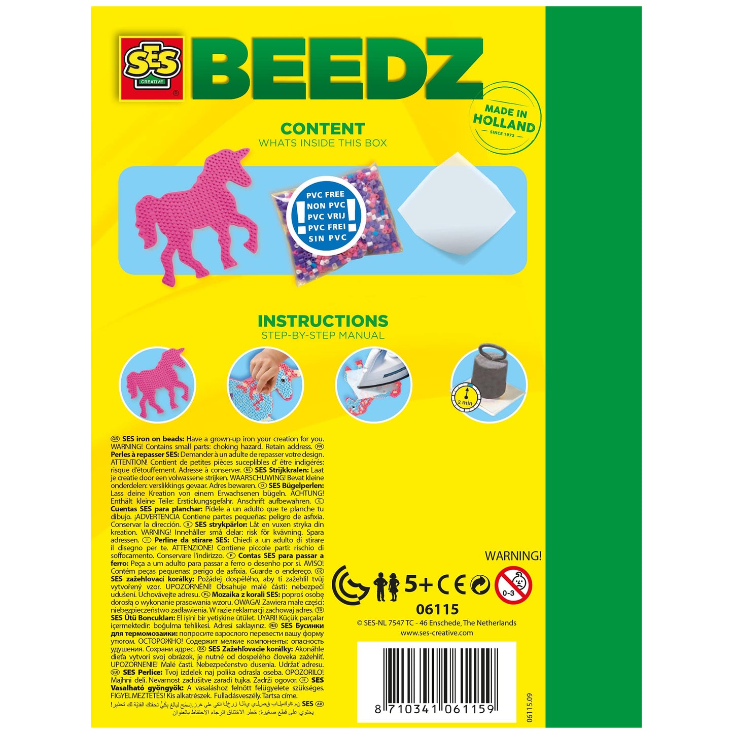 SES Creative Beedz Fantasy Horses DIY Unicorn Craft Kit - 1200 Fusible Iron-On Beads, Glow-In-The-Dark