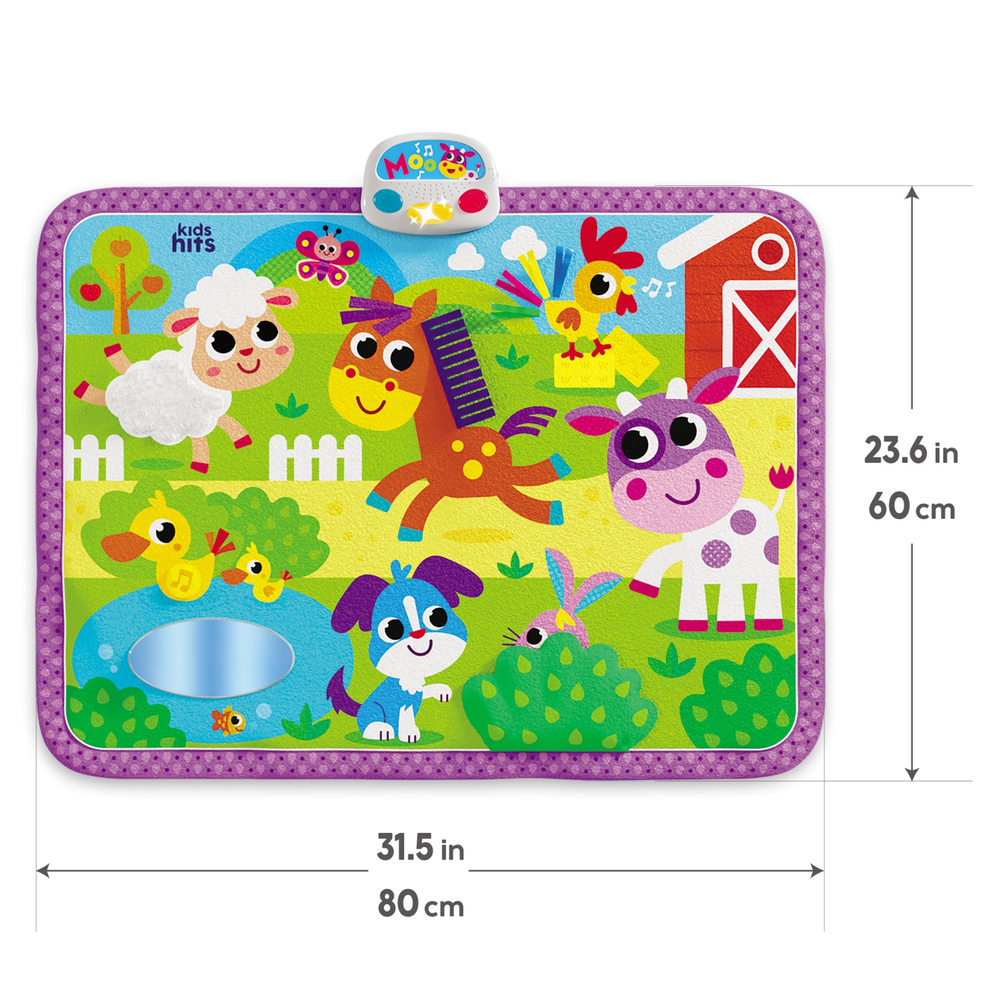 Kids Hits Touch & Play Farm Mat with colorful animals, lights, sounds, and interactive learning features for babies