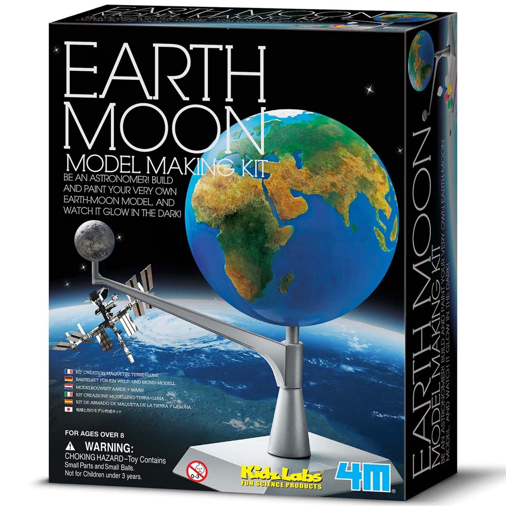 4M KidzLabs Earth Moon Model Making Kit with glow-in-dark Earth and Moon models