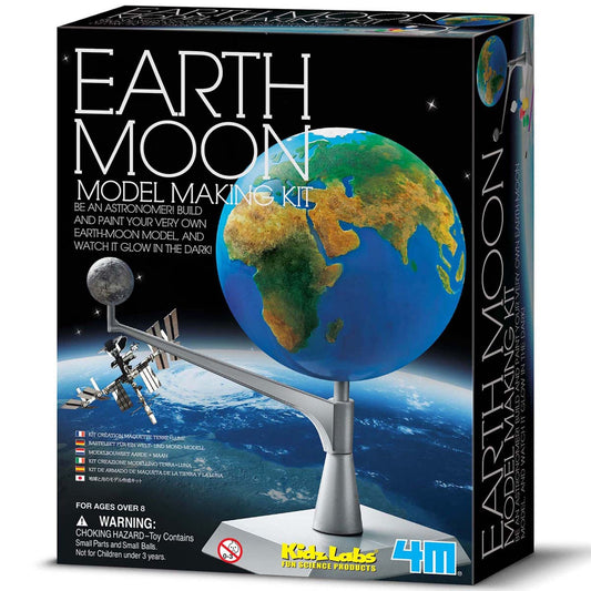 4M KidzLabs Earth Moon Model Making Kit with glow-in-dark Earth and Moon models