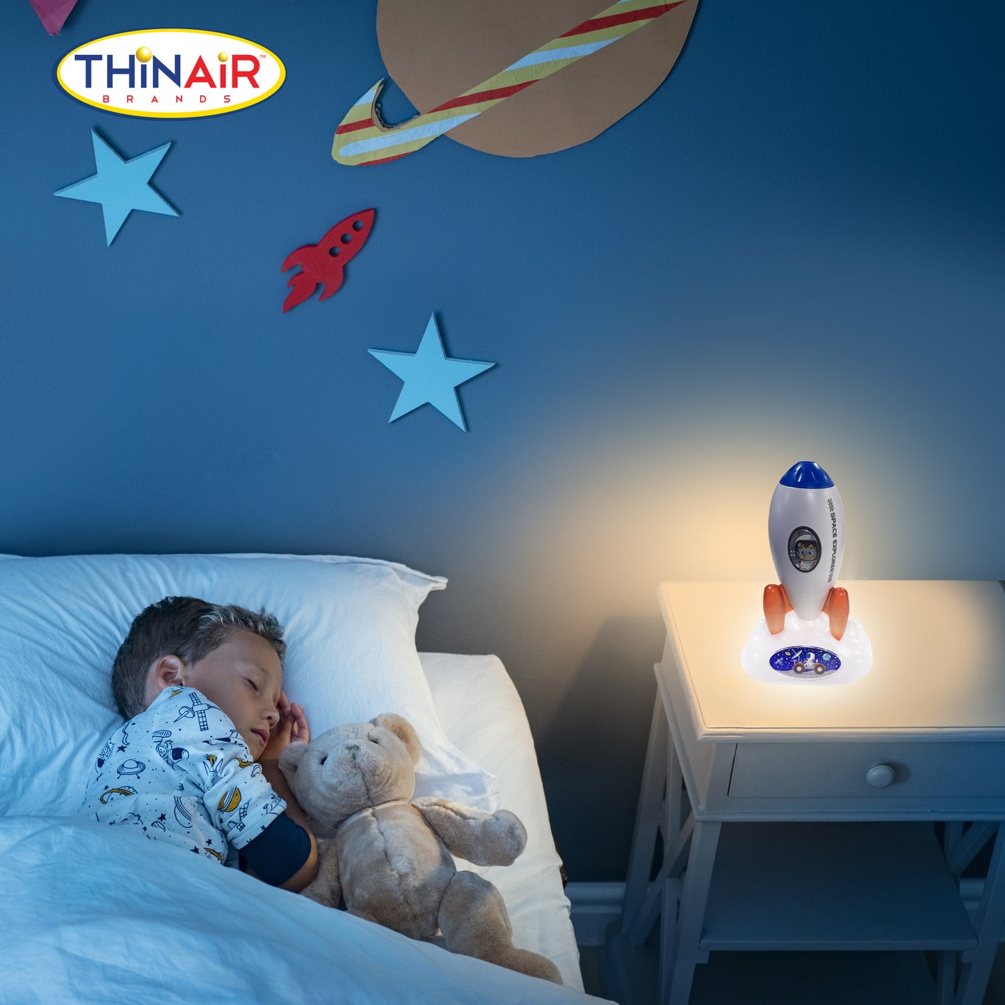 Playful Minds Rocket Projector Night Light - Galactic 2-in-1 Display