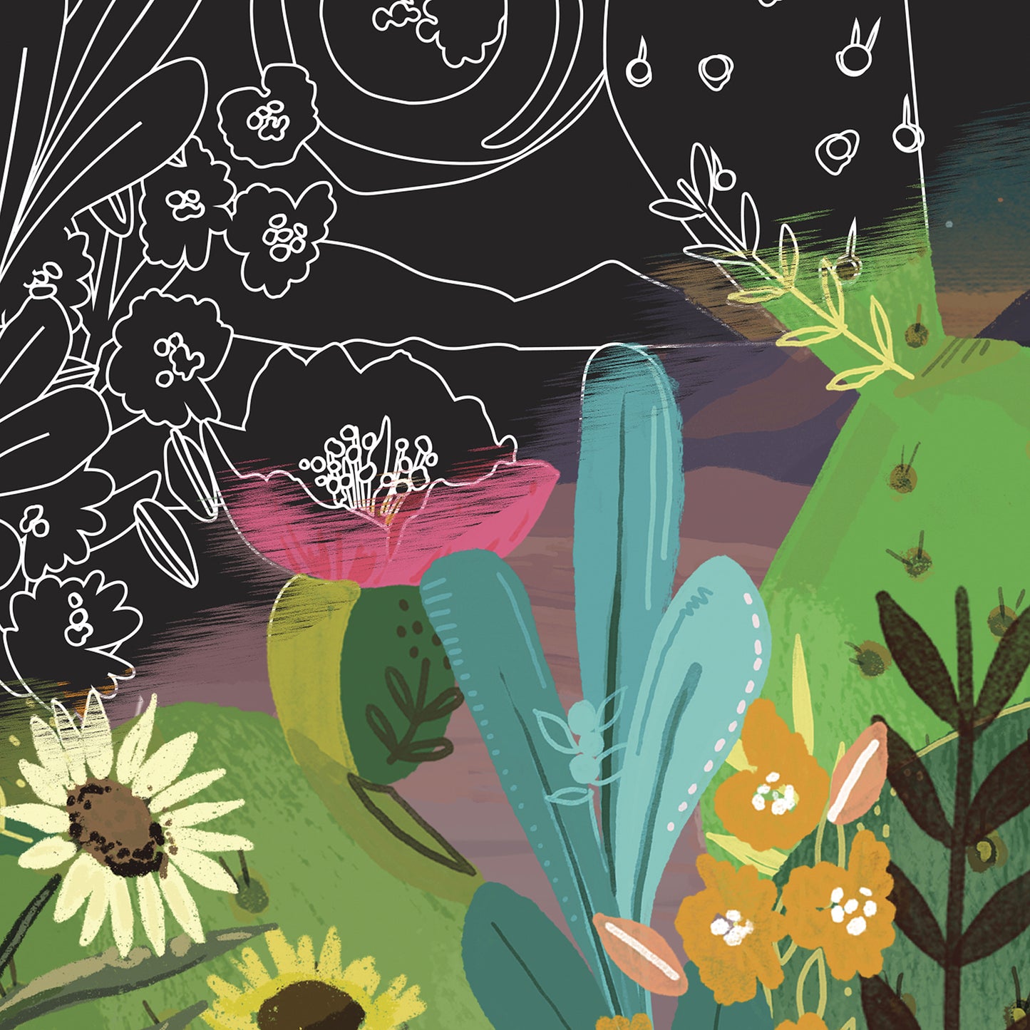 Scratch Art Paper Pad Arches & Canyons with colorful flower and cactus designs