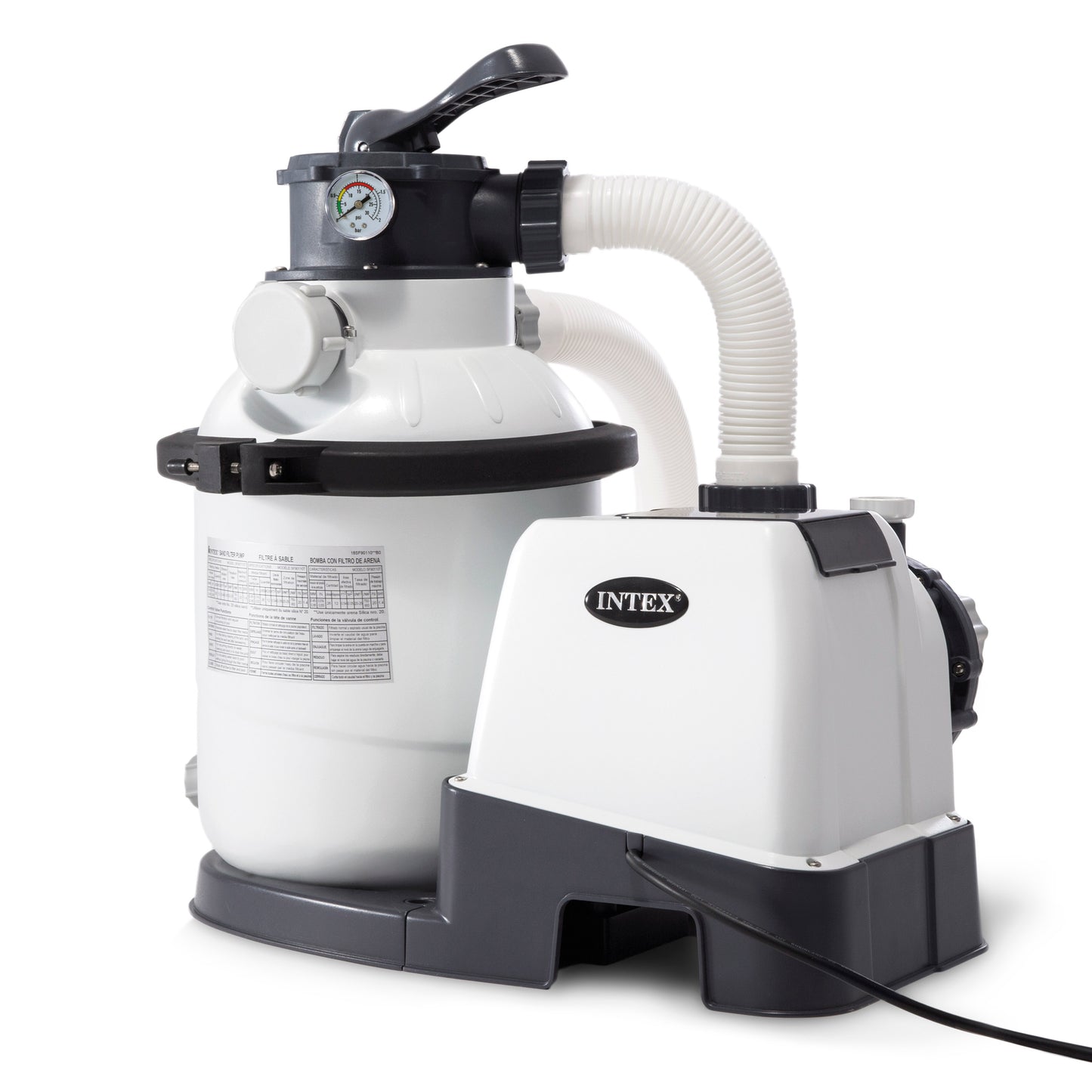 Intex 1500 GPH Sand Filter Pump, white and black pool filtration system