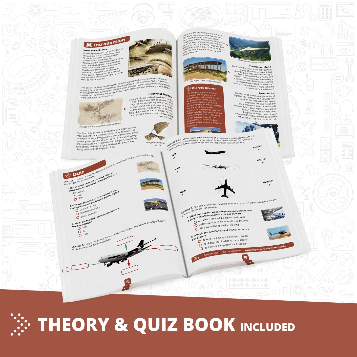 Engino Discovering STEM How Aircrafts Work building set with theory and quiz book included
