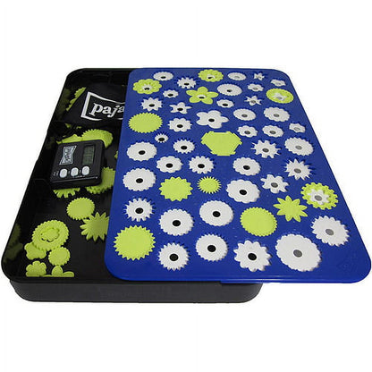 Pajaggle Board Game - Blue Board with Lime Yellow Pieces - Strategy & Educational Game