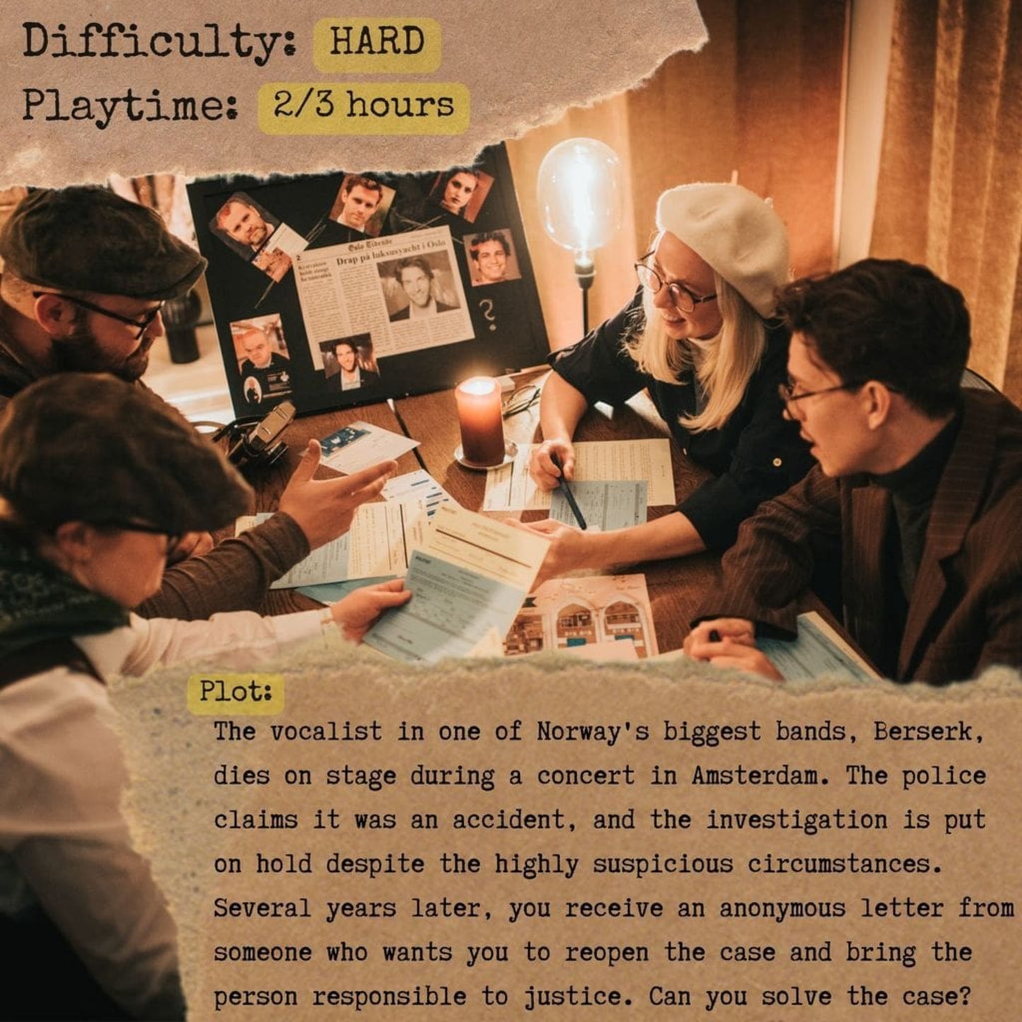 Detective For A Day Murder on the World Tour interactive party game with investigation clues and evidence cards