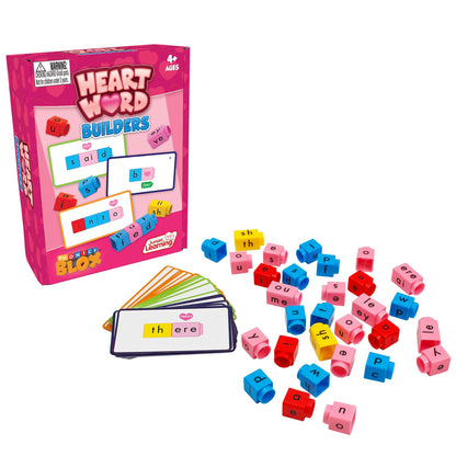 Junior Learning Phonics Blox Heart Word Builders - Pink Color-Coded Letter Blocks for Kids Age 4+