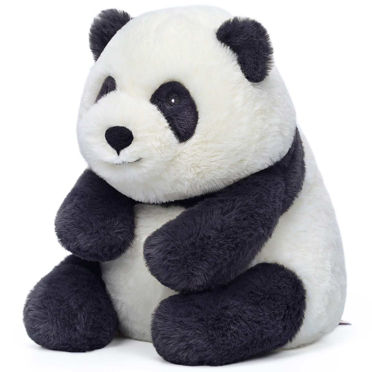 Forest Series Smiling Panda Momo 9.8" plush toy in black and white sitting upright