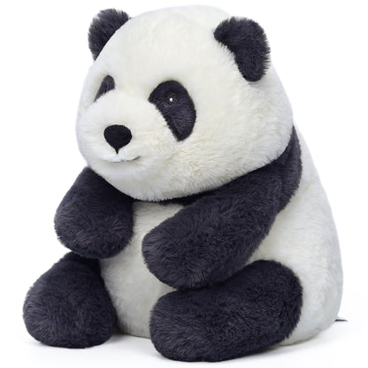 Forest Series Smiling Panda Momo 9.8" plush toy in black and white sitting upright