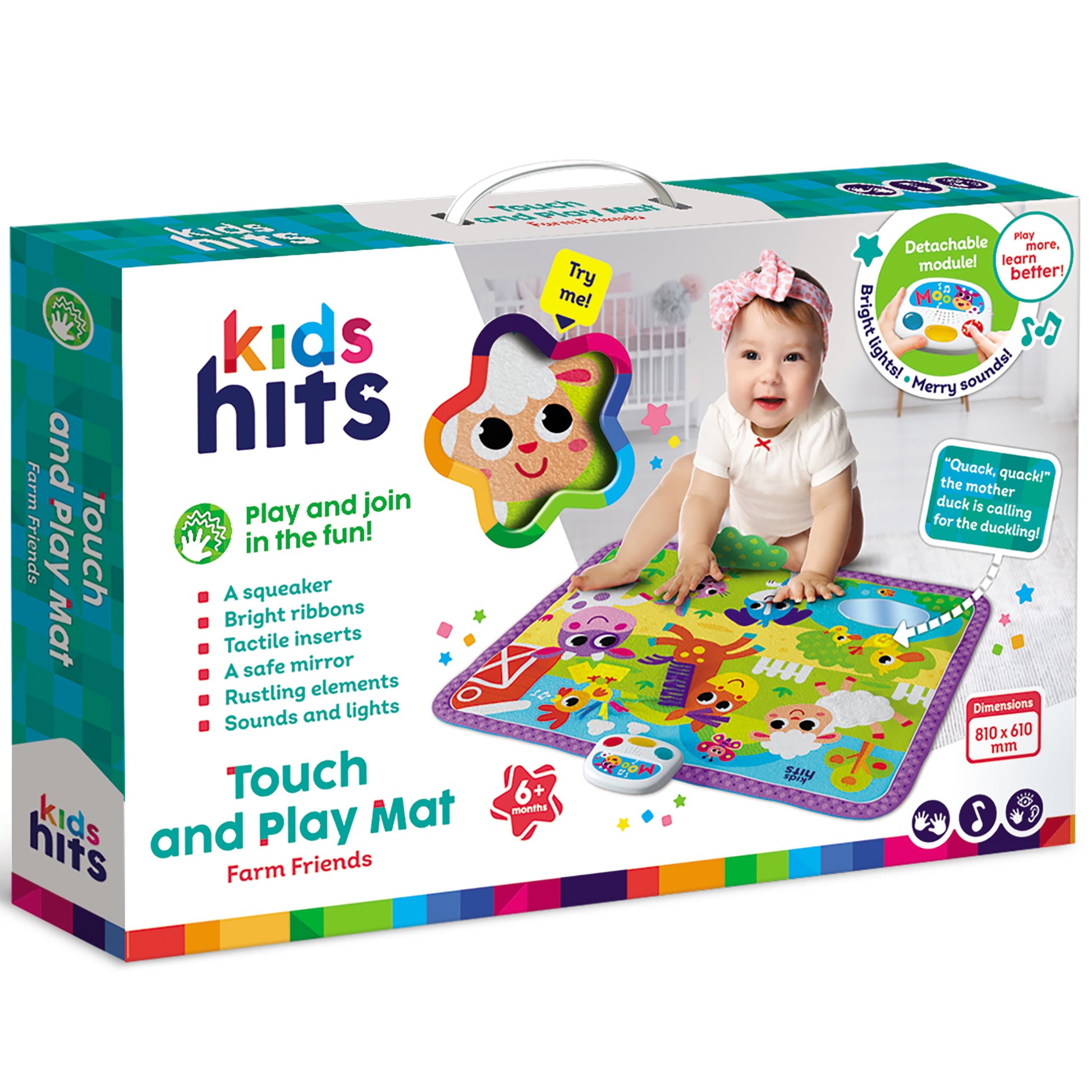 Kids Hits Touch and Play Mat Farm Friends colorful sensory floor pad with lights and sounds for babies