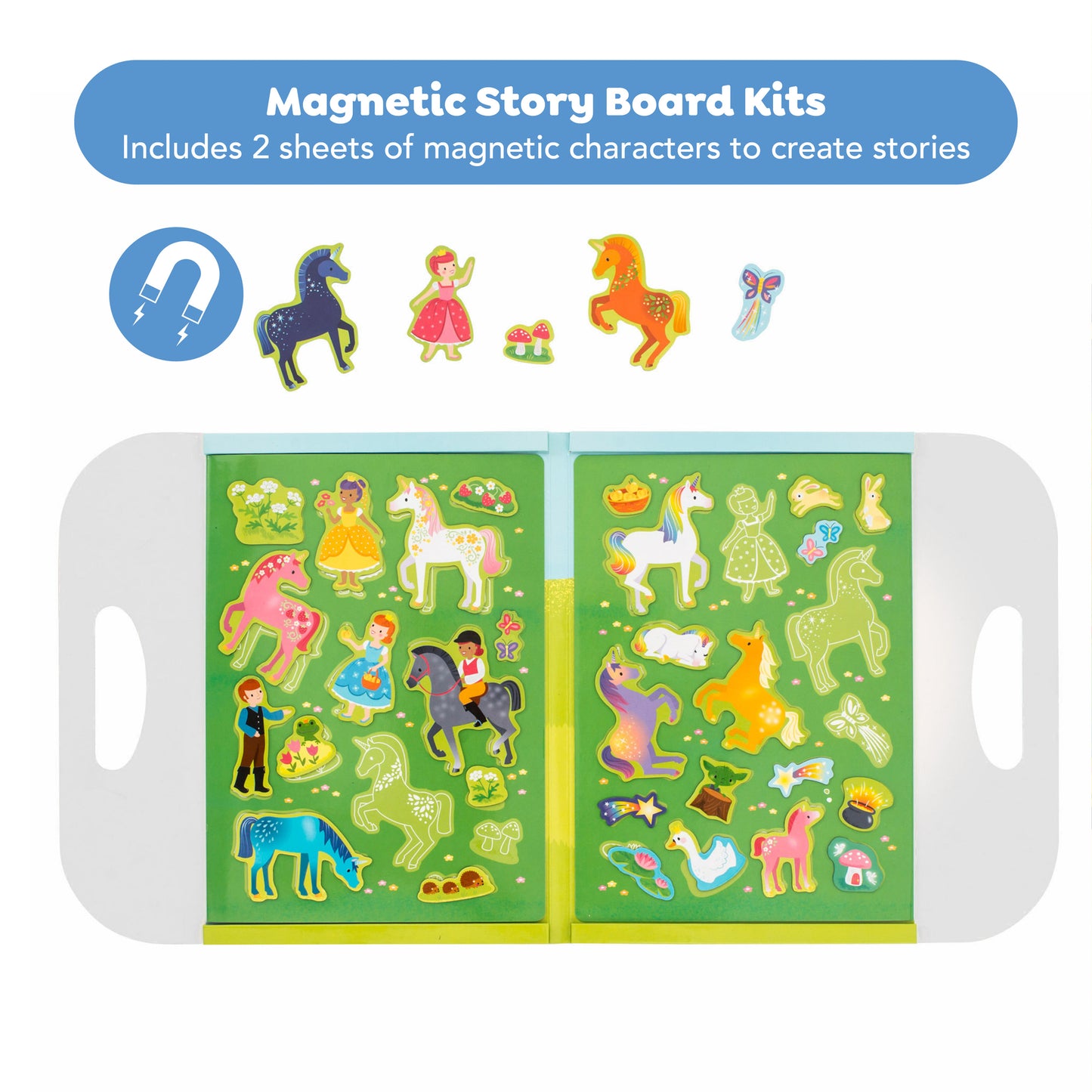 Magna Carry Unicorn Kingdom - Magical Fold-Out Magnetic Play Scene with Unicorns and Princesses for Kids Ages 3+