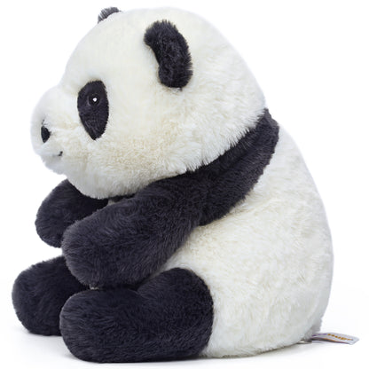 Forest Series Smiling Panda Momo 9.8" plush toy with white head and black eye patches, ears, and limbs
