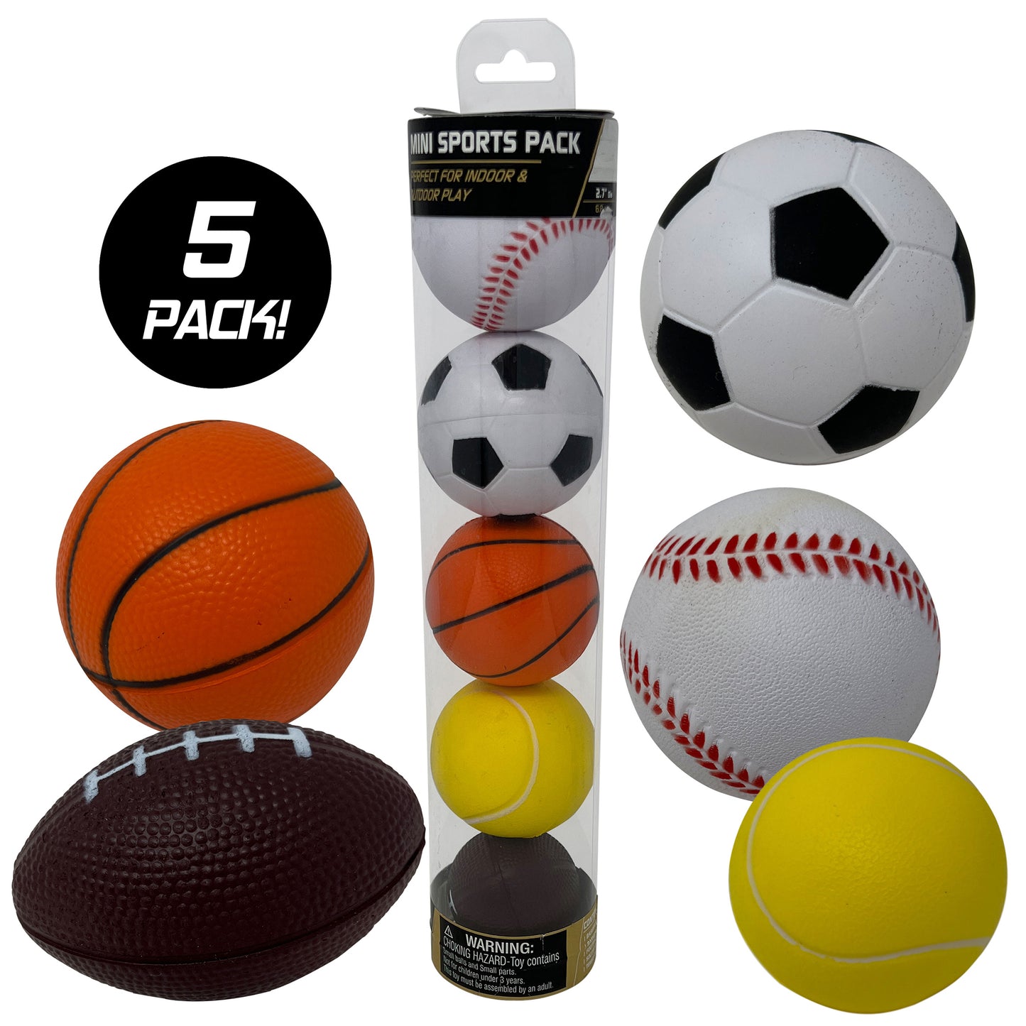 Anywhere Sports 5-Ball Mini Sports Pack: Foam Balls for Kids 3+