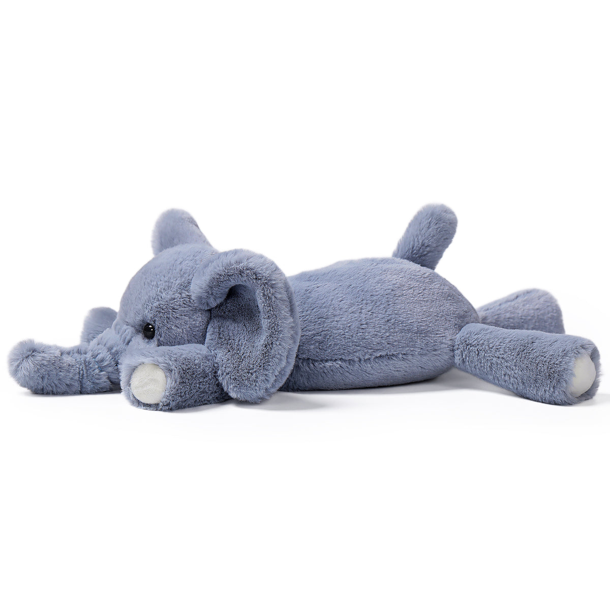 Lazy Series gray elephant 7-inch plush toy lying down with white accents