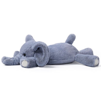 Lazy Series gray elephant 7-inch plush toy lying down with white accents