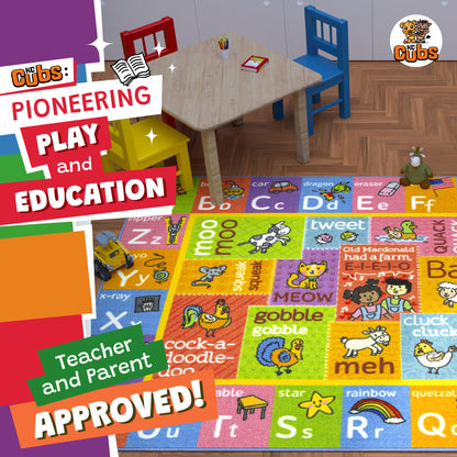 KC Cubs ABC Alphabet Educational Rug with colorful animal sounds playmat in bright multi-colors