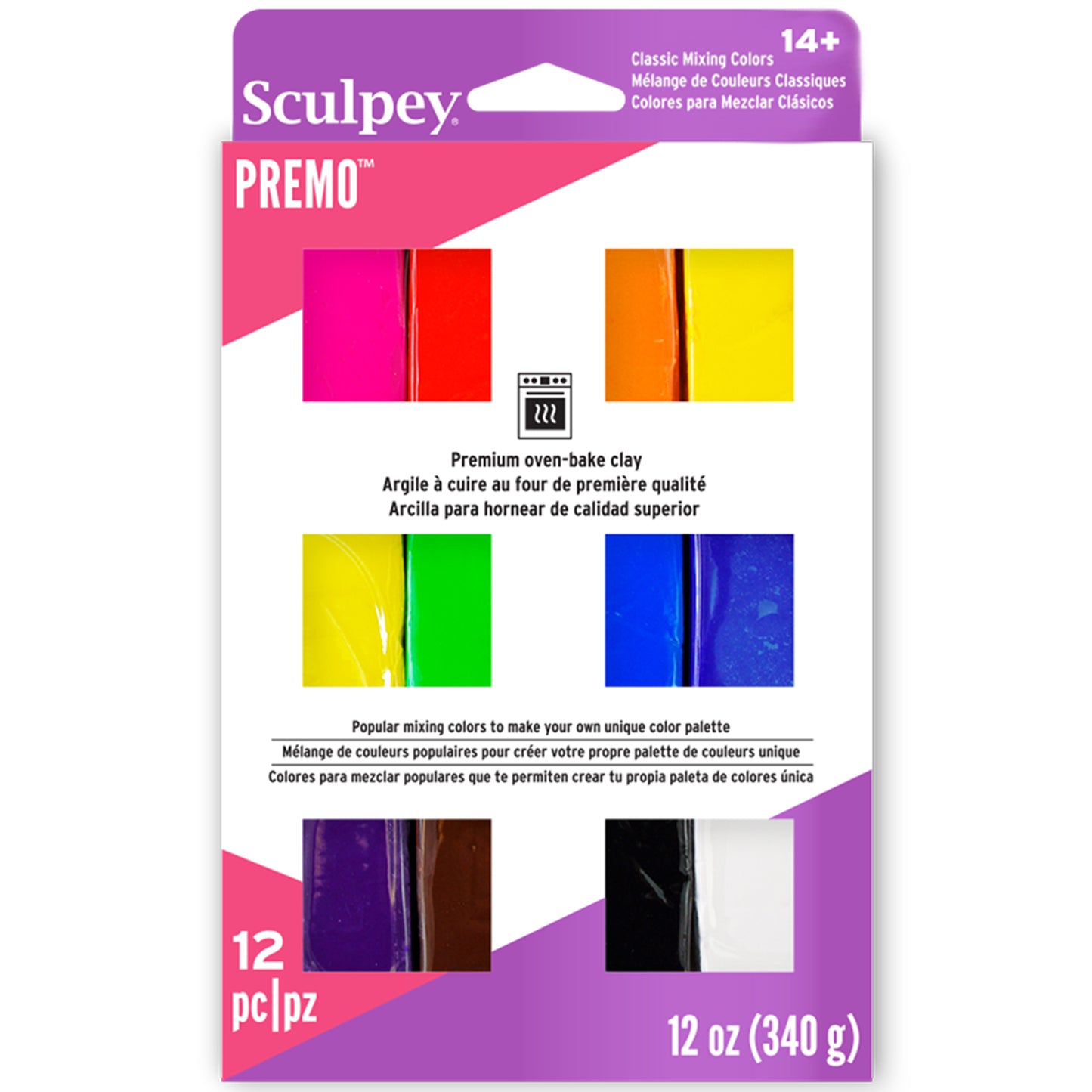 Sculpey Premo Classic Colors 12-piece oven-bake clay multipack with vibrant mixing colors