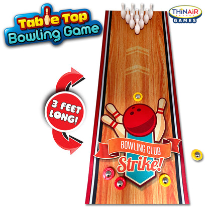 Thin Air Games Tabletop Bowling Set - Roll-Up Alley & Fun for Family