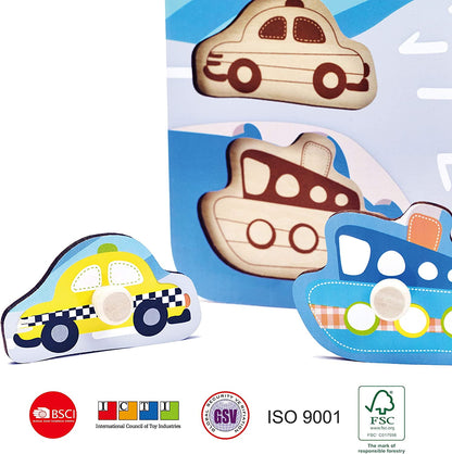 Classic World 8-Piece Traffic Wooden Peg Puzzle