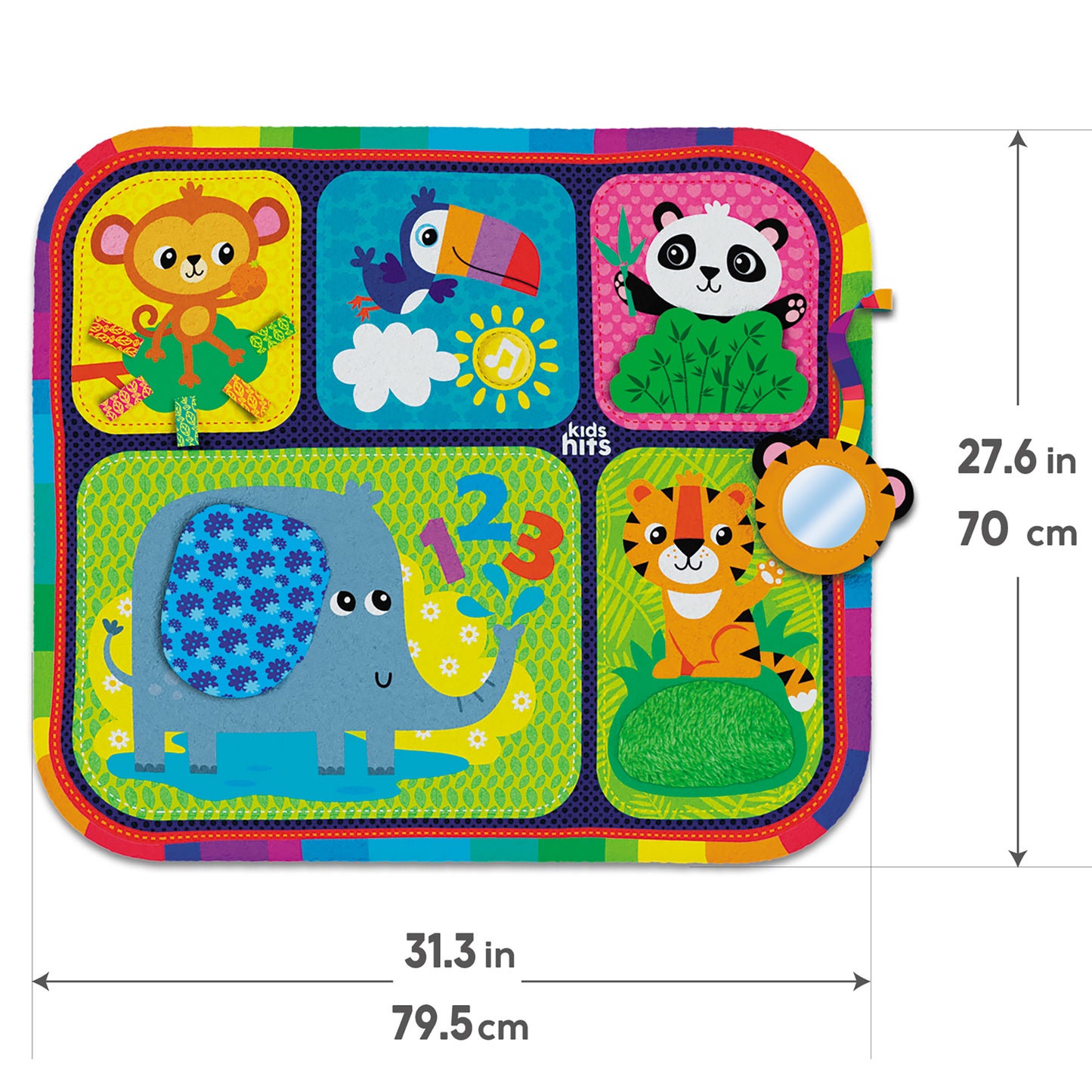 Kids Hits Baby Touch Mat My First Zoo colorful sensory floor pad with animals and mirror
