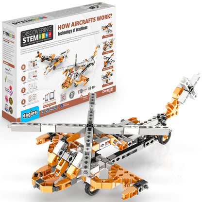 Engino Discovering STEM How Aircrafts Work building set with orange and white aircraft models
