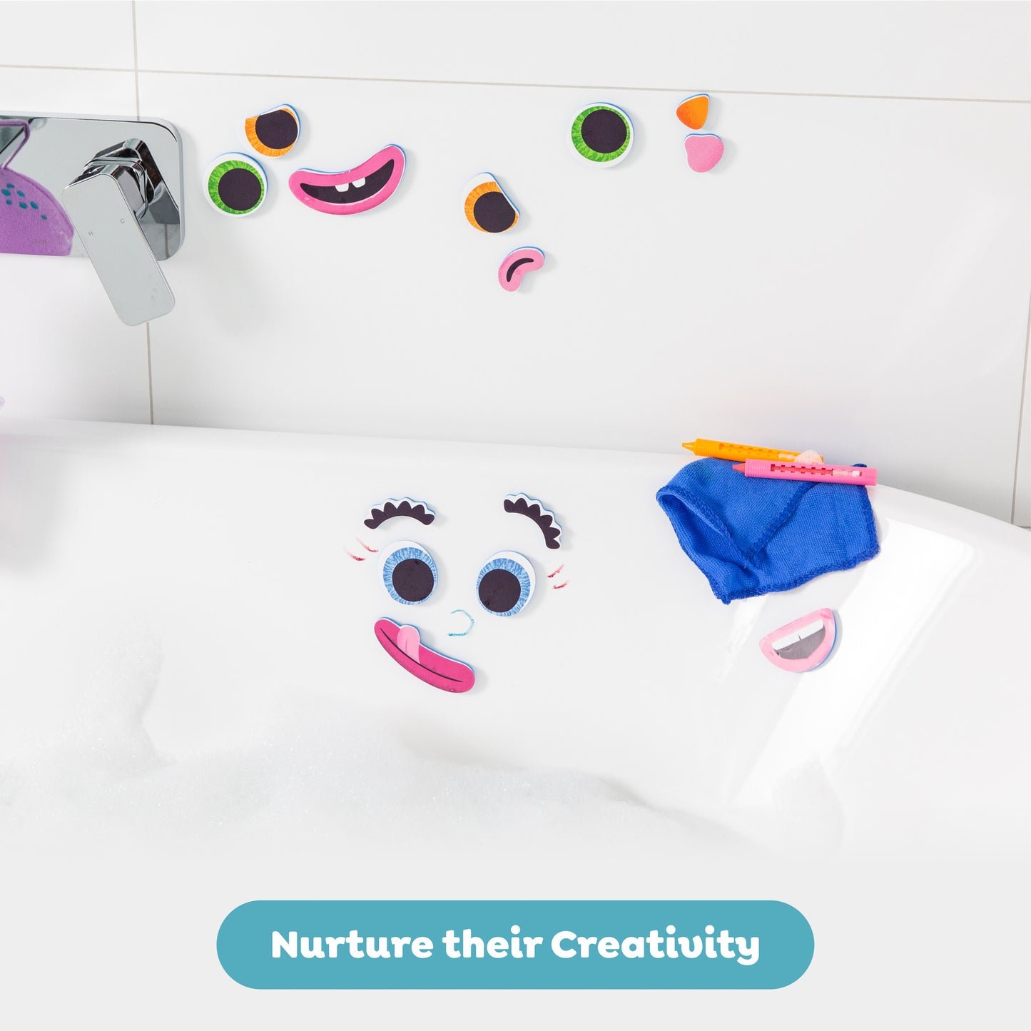 Tiger Tribe Foam Sticky Bath Faces – Creative Bath Time Fun