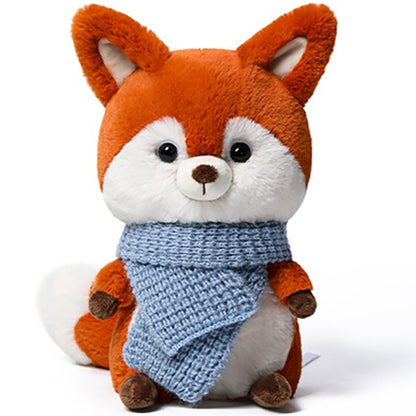 Forest Series Mini Scarf Fox 9.8" plush toy with orange and white coloring and blue scarf