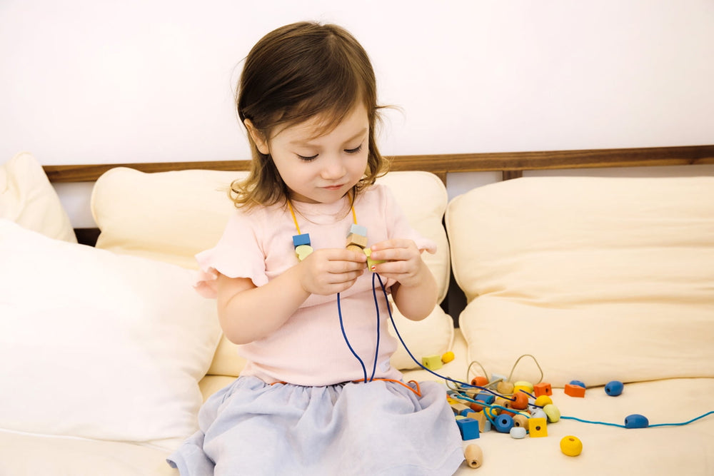 Classic World 90 Lacing Beads - Natural Wood - Colorful Educational Toy