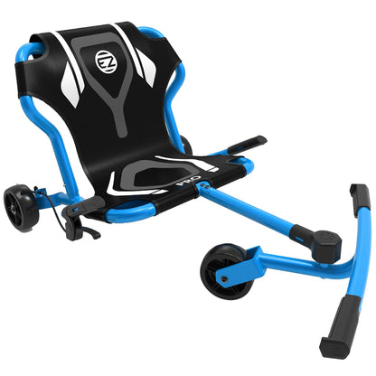 EzyRoller Pro X blue and black pedal-free ride-on with hand brakes and extendable frame