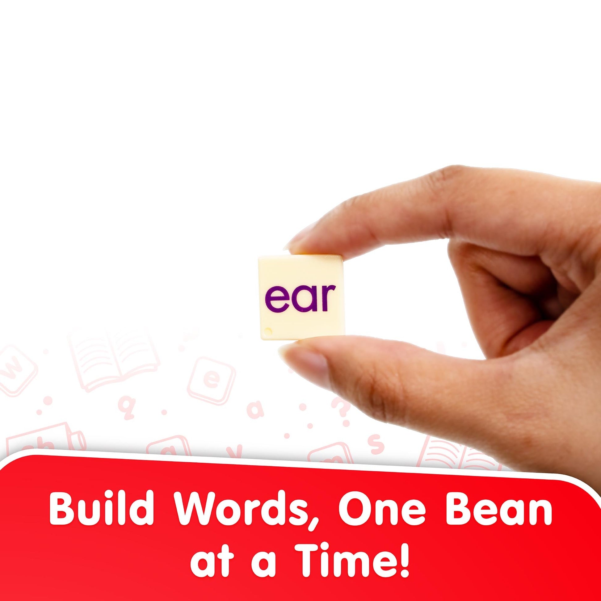 Spell the Beans word-building toy with letter bean tiles, educational learning game