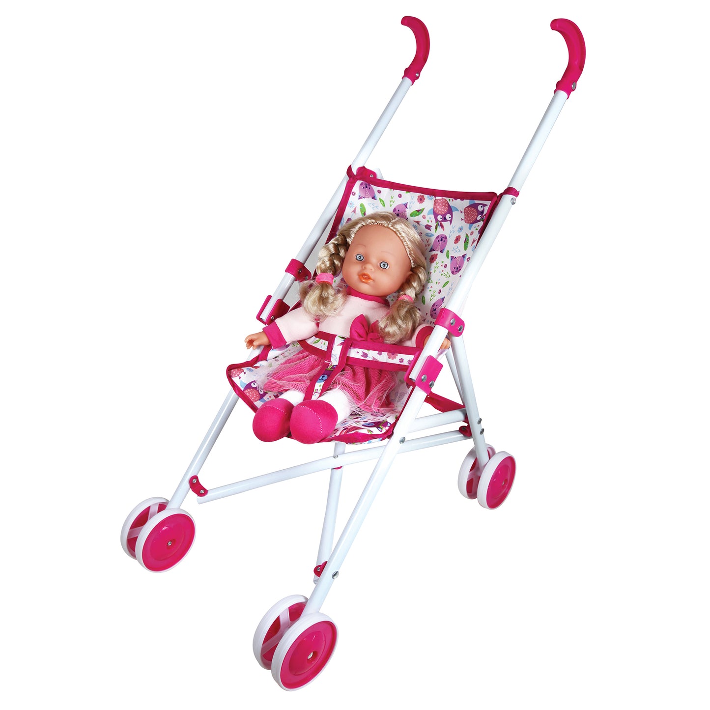 Adorable 12" Doll Playset with Stroller, Bed, and Highchair
