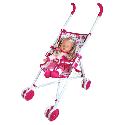 Adorable 12" Doll Playset with Stroller, Bed, and Highchair