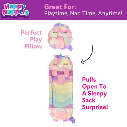 Happy Nappers Rainbow Unicorn pillow transforms into sleepy sack, multicolor