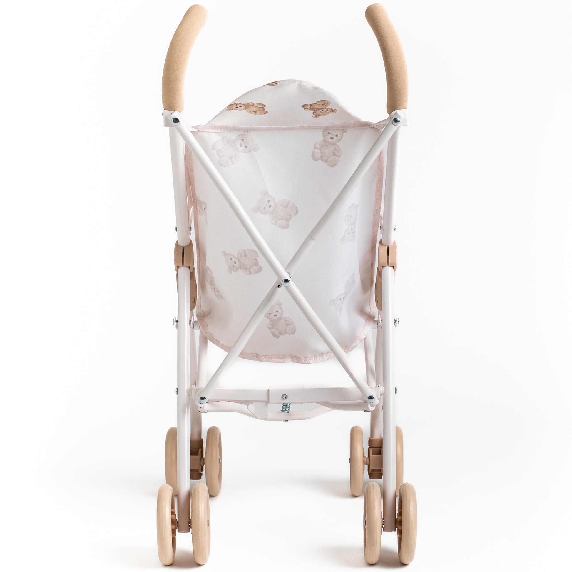 Roma Teddy XL Umbrella Buggy in cream with teddy bear pattern and wooden handles