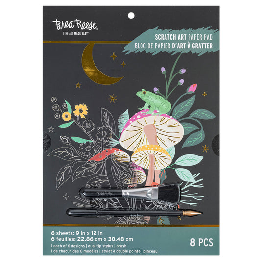 Scratch Art Kit: Mythical Animals with colorful designs, stylus tools, and black paper sheets