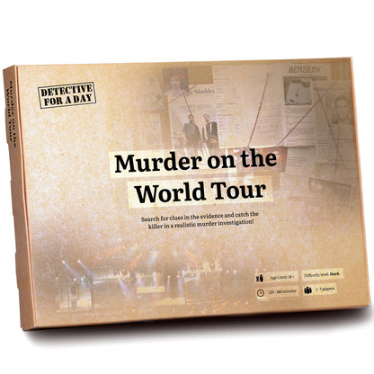 Detective For A Day Murder on the World Tour board game box with mystery investigation theme