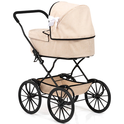 Bayer Design Dolls Pram Classic in beige with black frame and wheels