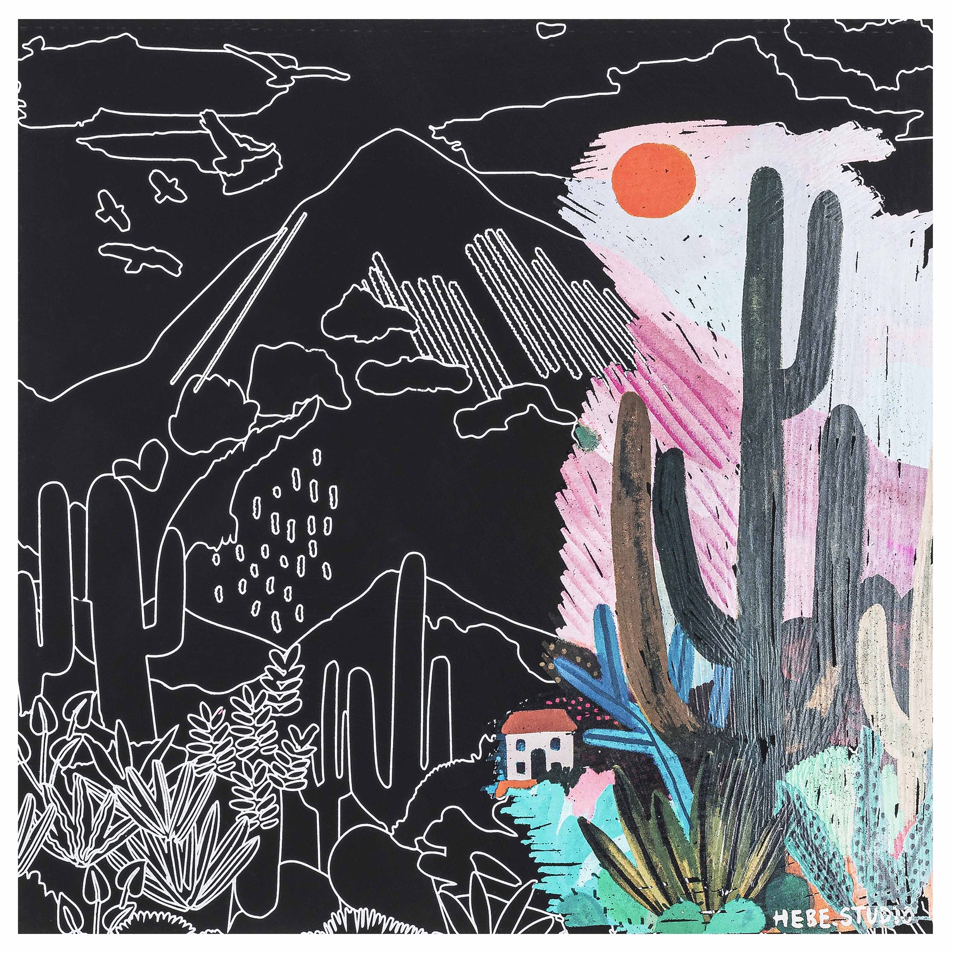 Scratch Art Paper Pad: Joyful Landscapes with colorful desert and mountain designs
