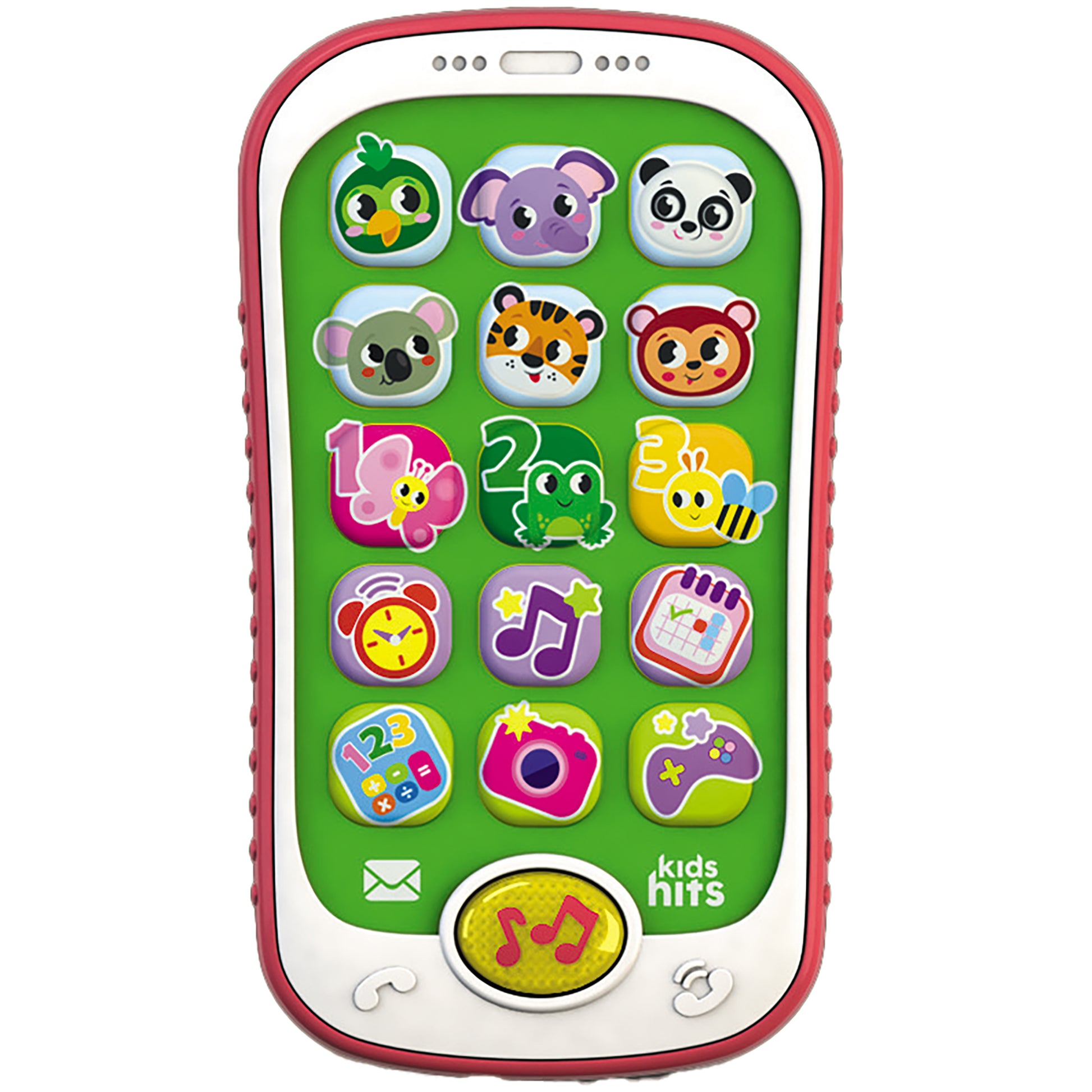 Kids Hits Smart Phone toy with colorful animal icons, light-up screen, and interactive games for toddlers