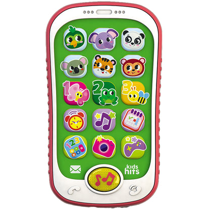 Kids Hits Smart Phone toy with colorful animal icons, light-up screen, and interactive games for toddlers
